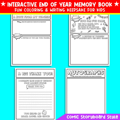 Fourth Grade End of Year Memory Book (4th grade) – Fun Comic-Style Coloring & Writing Keepsake for Kids, 24 Printable Pages