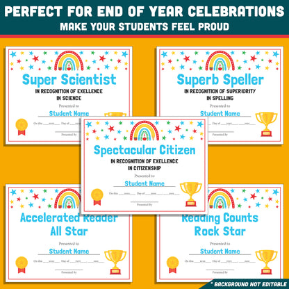 End of Year Awards Funny, Editable Certificates, 26 Printable Classroom Honors, Student Recognition Set, Lighthearted Celebration Resource