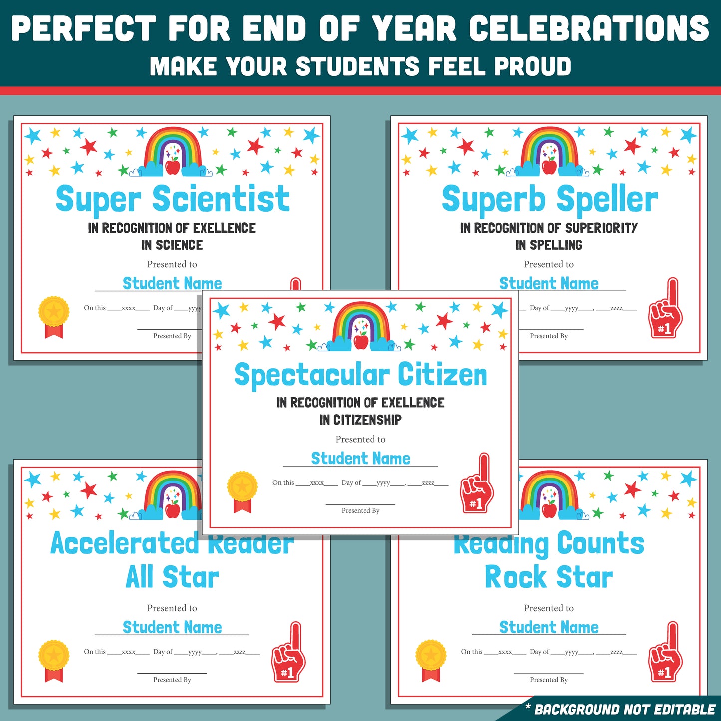Preschool End of the Year Awards, Editable Recognition Certificates, 26 Printable Student Honors, Low Prep Classroom Celebration Materials