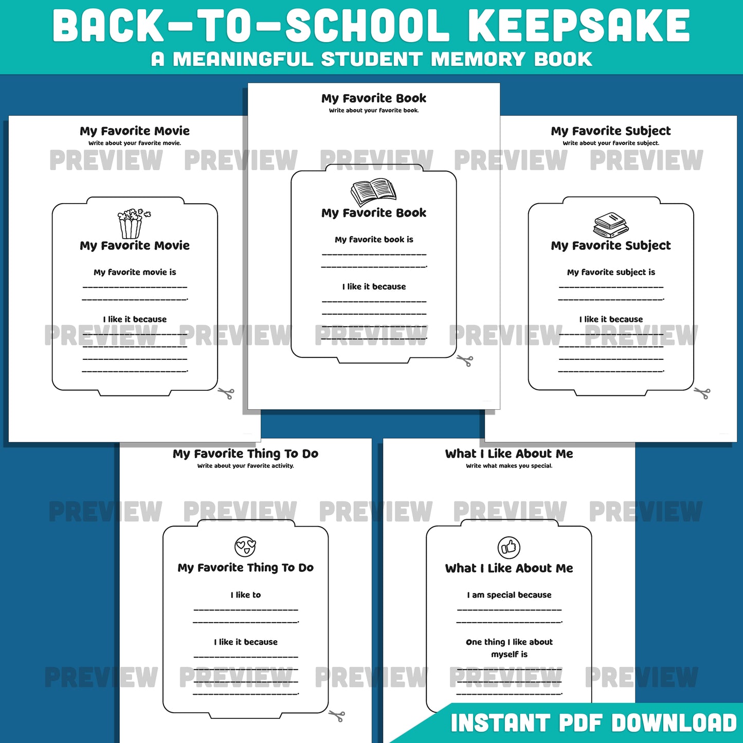 All About Me School Bus Writing Craft, Student Introduction Activity, Beginning of Year Keepsake Book, Instant PDF