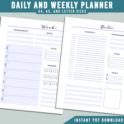 2026 Printable Planner: 19 Minimalist Pages for Goal Tracking, To-Do Lists, and Daily Organization, A4, A5, Letter Sizes, Instant PDF Download.