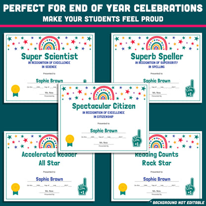 Personalized Student Awards, Printable Student Superlatives, 26 Editable Classroom Recognition Templates, PowerPoint Set