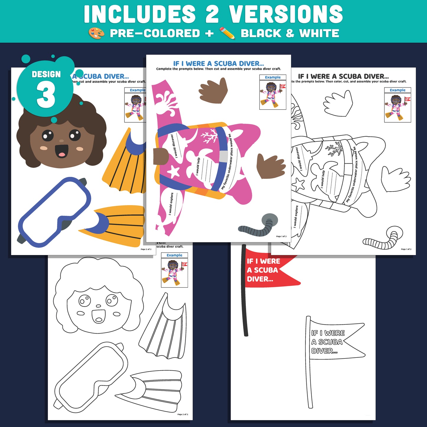 Scuba Diver Craft and Writing Prompts, If I Were a Scuba Diver, Snorkeling Discovery Lesson, Marine Literacy Craft for Kids