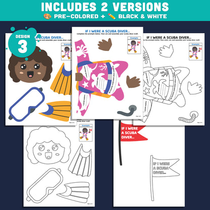 Scuba Diver Craft and Writing Prompts, If I Were a Scuba Diver, Snorkeling Discovery Lesson, Marine Literacy Craft for Kids