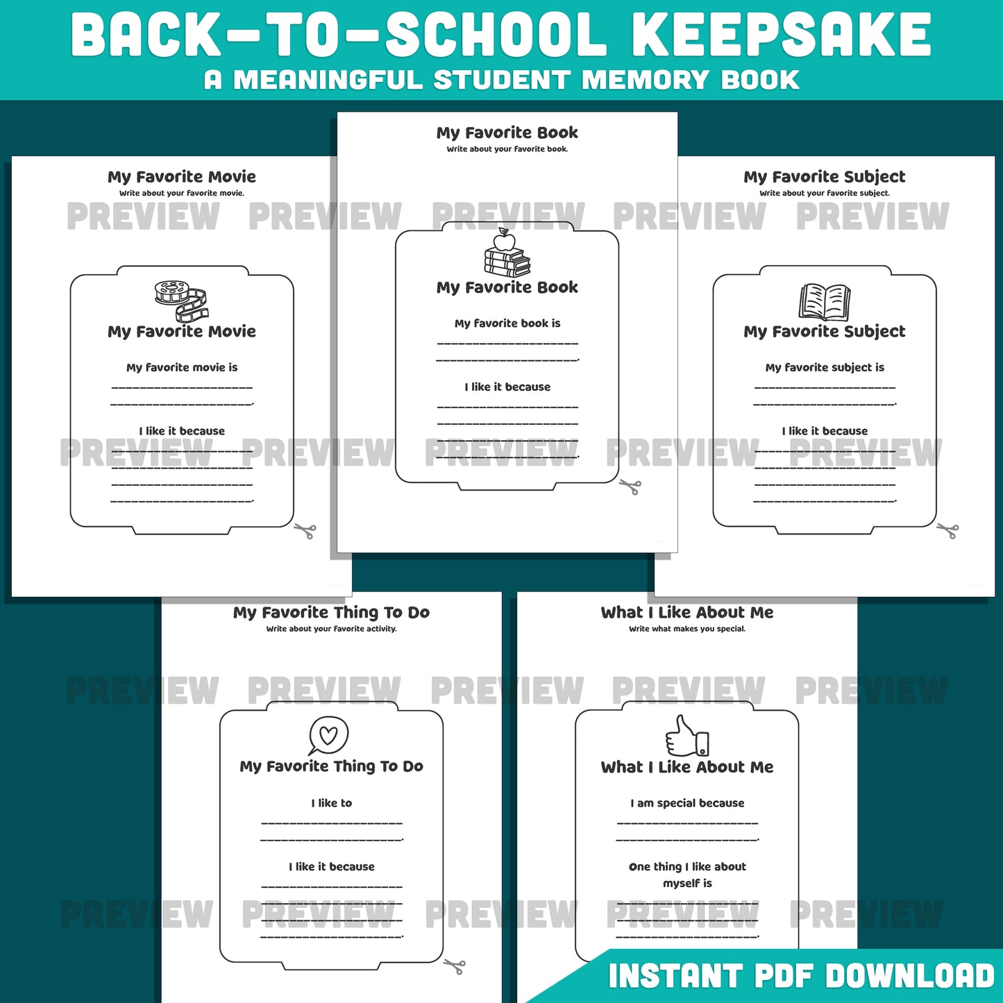 All About Me School Bus Template, Back to School Craft Book, Classroom Community Builder, Writing Craft Activity