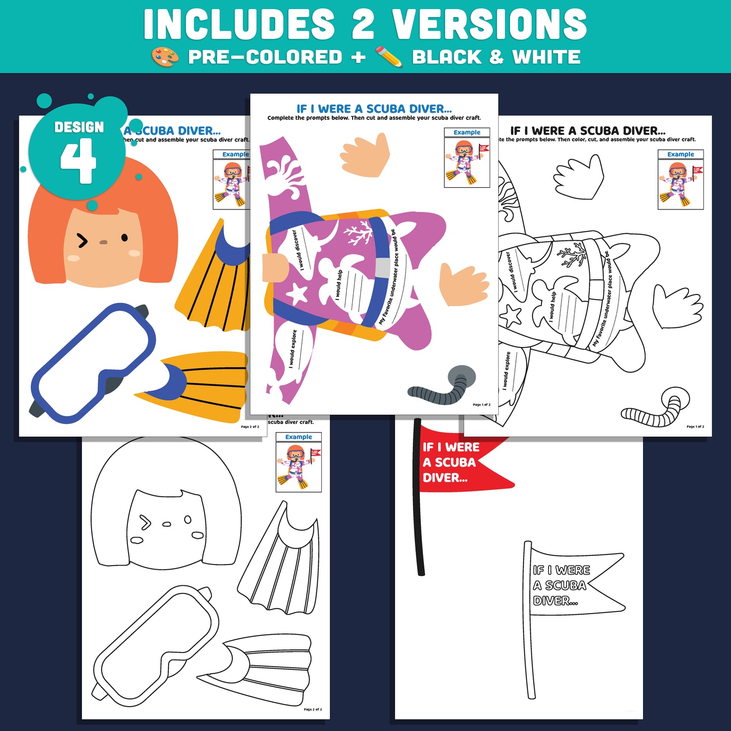 Scuba Diver Craft and Writing Prompts, If I Were a Scuba Diver, Snorkeling Discovery Lesson, Marine Literacy Craft for Kids