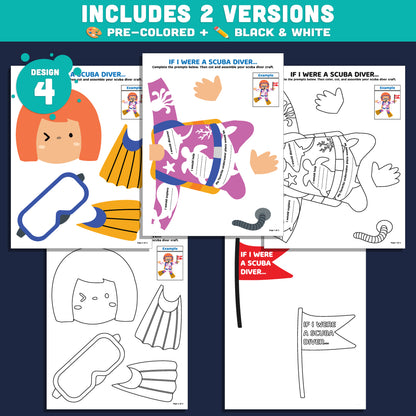 Scuba Diver Craft and Writing Prompts, If I Were a Scuba Diver, Snorkeling Discovery Lesson, Marine Literacy Craft for Kids