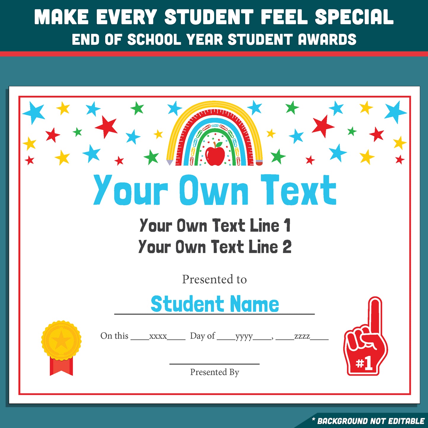 Class Awards Middle School End of the Year, Printable Certificates Bundle, 26 Editable Designs, Student Recognition Pack, Teacher Friendly