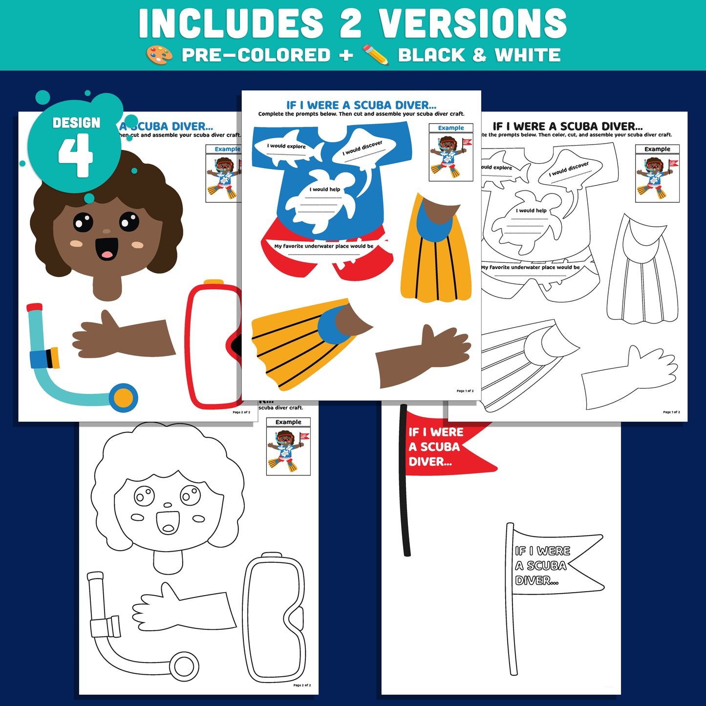 Ocean Writing Craft, Scuba Diver Writing Craft, If I Were a Scuba Diver Activity, Snorkeling Themed Literacy Project, Printable PDF Set