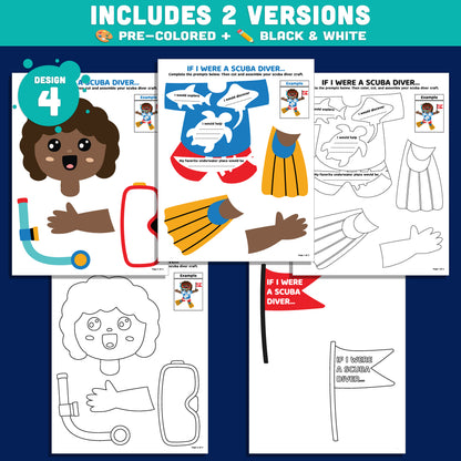 Ocean Writing Craft, Scuba Diver Writing Craft, If I Were a Scuba Diver Activity, Snorkeling Themed Literacy Project, Printable PDF Set