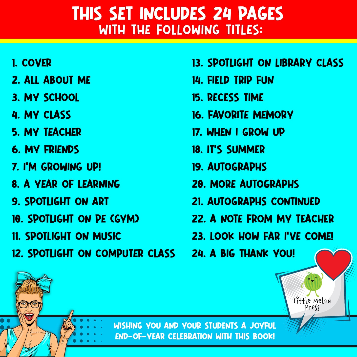 Fourth Grade End of Year Memory Book (4th grade) – Fun Comic-Style Coloring & Writing Keepsake for Kids, 24 Printable Pages