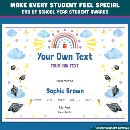 Student Recognition Awards, Personalized Achievement Certificates, 26 Customizable Classroom Honors, PowerPoint, Printable