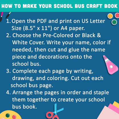 All About Me School Bus Writing Craft, Student Introduction Activity, Beginning of Year Keepsake Book, Instant PDF