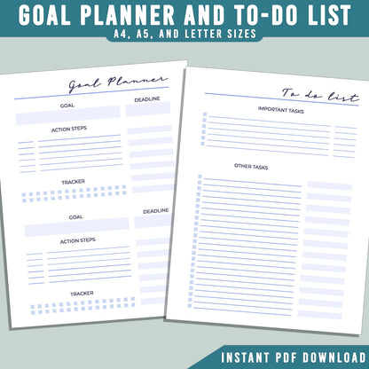 2026 Printable Planner: 19 Minimalist Pages for Goal Tracking, To-Do Lists, and Daily Organization, A4, A5, Letter Sizes, Instant PDF Download.