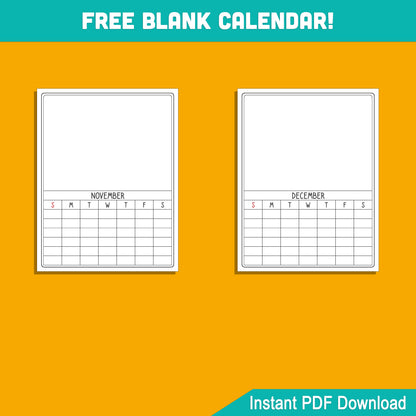 2025 Traceable Calendar for Kids: 12-Month Template to Trace and Draw, Includes Free 12-Month Blank Calendar Template, PDF Instant Download, 8.5x11 Inches