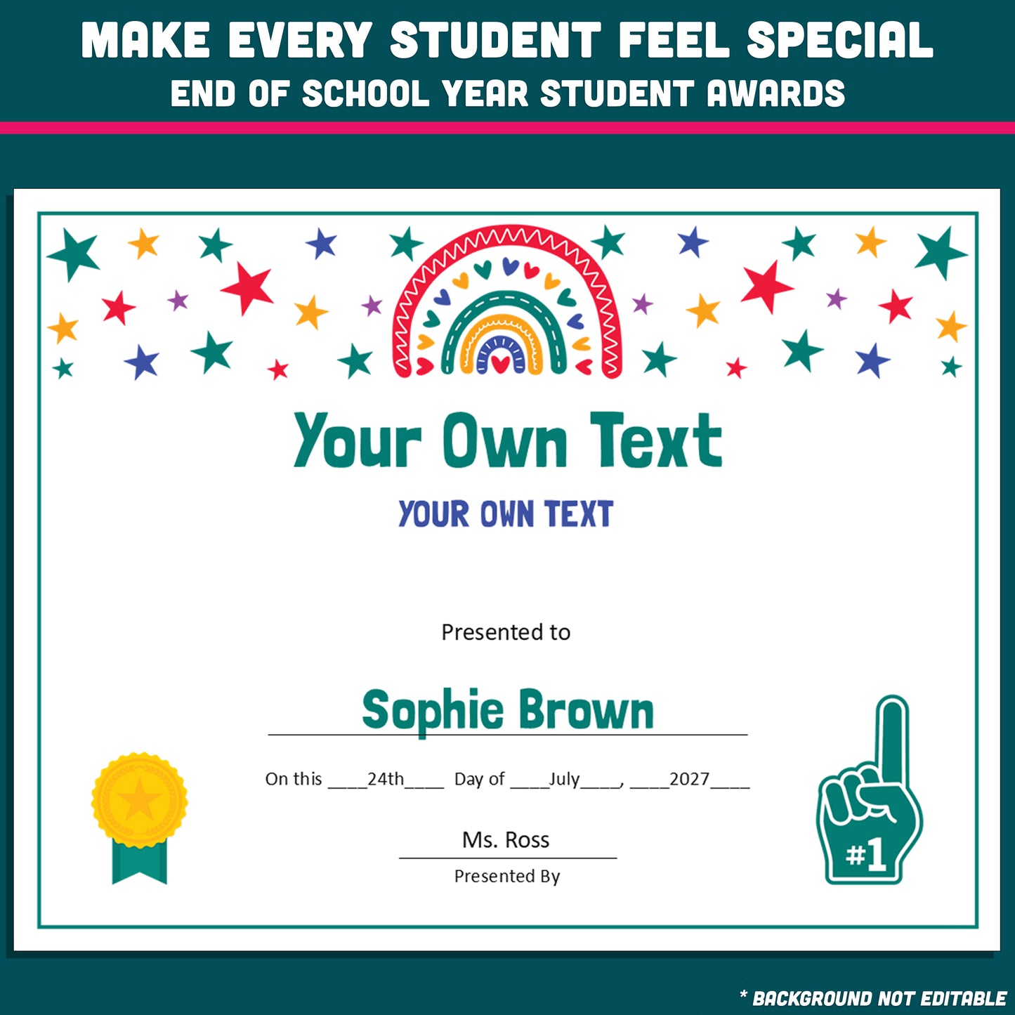 Personalized Student Awards, Printable Student Superlatives, 26 Editable Classroom Recognition Templates, PowerPoint Set