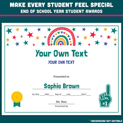 Personalized Student Awards, Printable Student Superlatives, 26 Editable Classroom Recognition Templates, PowerPoint Set