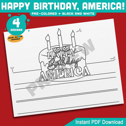 Happy Birthday, America! Patriotic Wearable Activity, Printable Crown, Hat & Headband Templates for Kids
