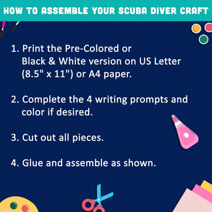 Ocean Writing Craft, Scuba Diver Writing Craft, If I Were a Scuba Diver Activity, Snorkeling Themed Literacy Project, Printable PDF Set