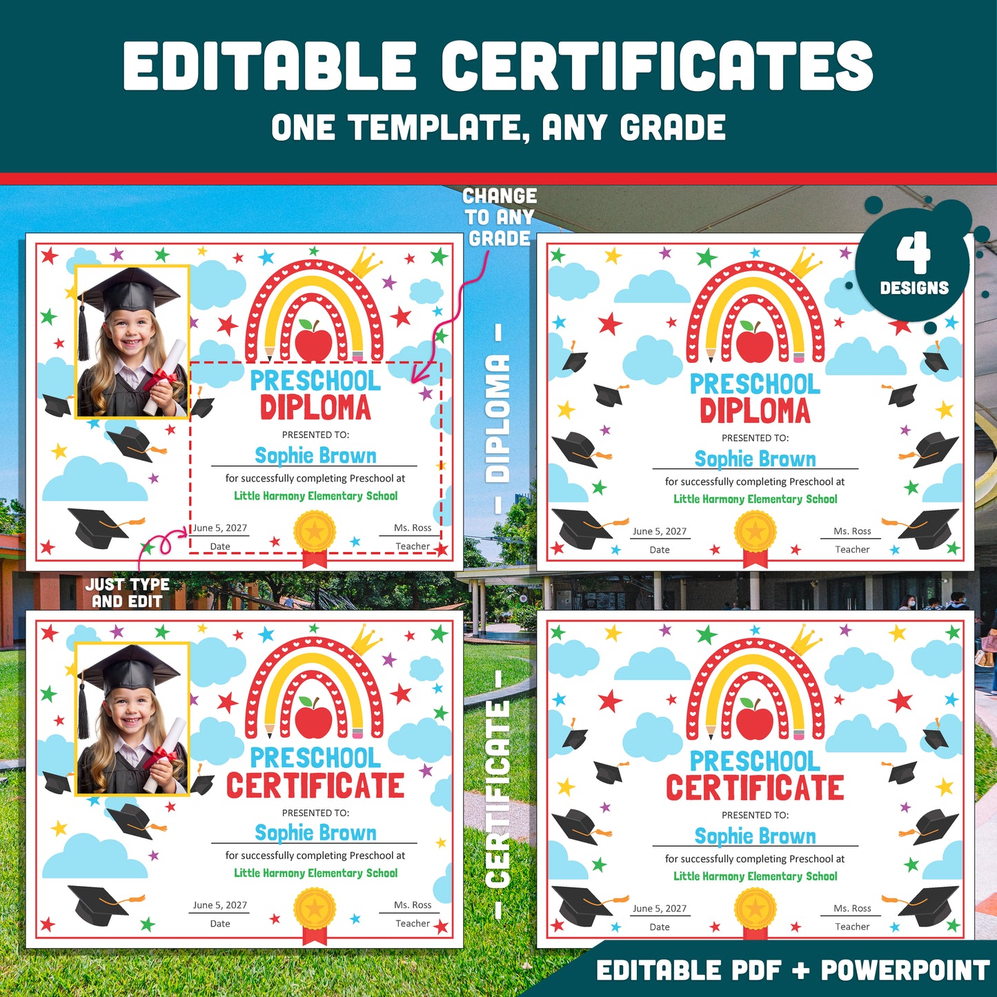 Graduation Party Bundle Printable, Banner Decor, Add Your Own Face Craft, Editable Certificates Any Grade, 235+ Pages, 8.5x11 Set