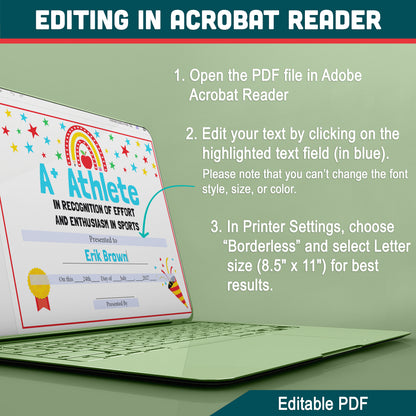 Editable Student Recognition Awards, Classroom Certificates, 26 Options, Printable Student Honors, Quick Personalization, Low Prep Teaching Tool