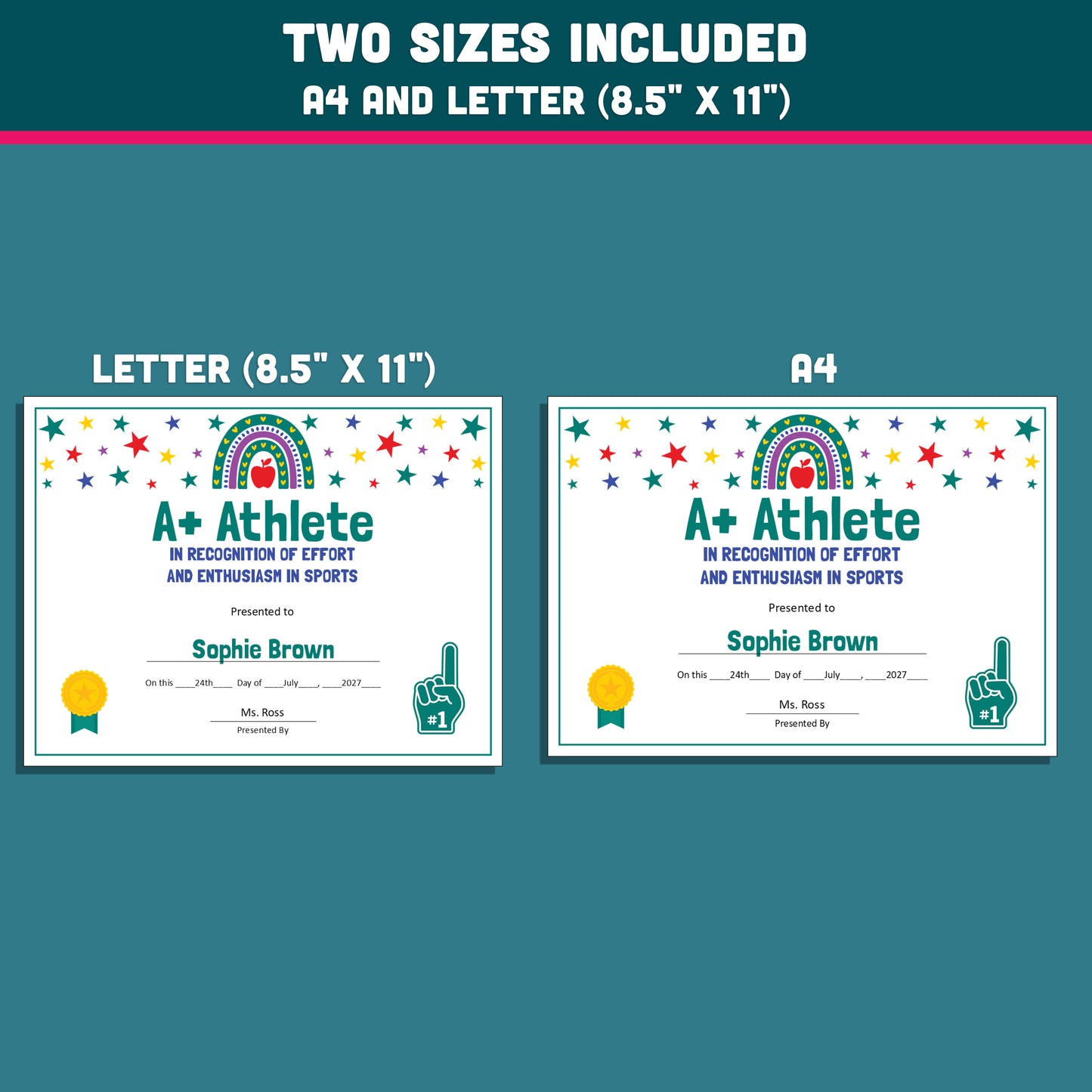Editable End-of-Year Superlative Awards, Personalized Classroom Honors, Rainbow and Star Themed Certificates, PowerPoint