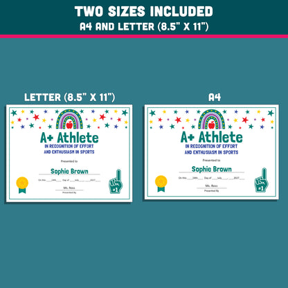 Editable End-of-Year Superlative Awards, Personalized Classroom Honors, Rainbow and Star Themed Certificates, PowerPoint