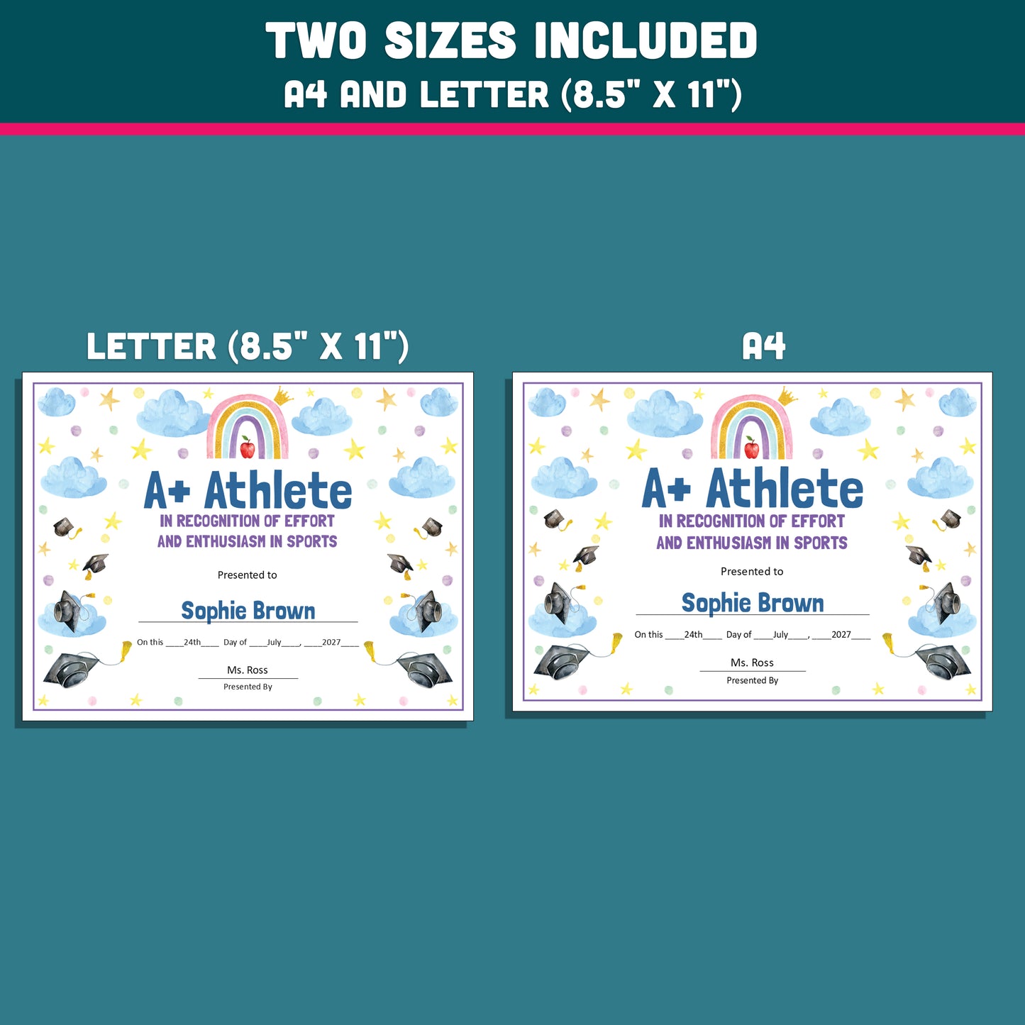 Kindergarten End-of-Year Awards, Personalized Recognition Set, 26 Customizable Diplomas and Certificates, PowerPoint, Printable