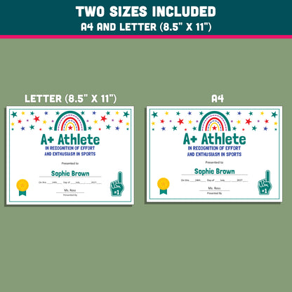 Custom Award Templates, Editable Student Certificates, 26 Printable Classroom Honors, PowerPoint Templates, Rainbow and Star Themed