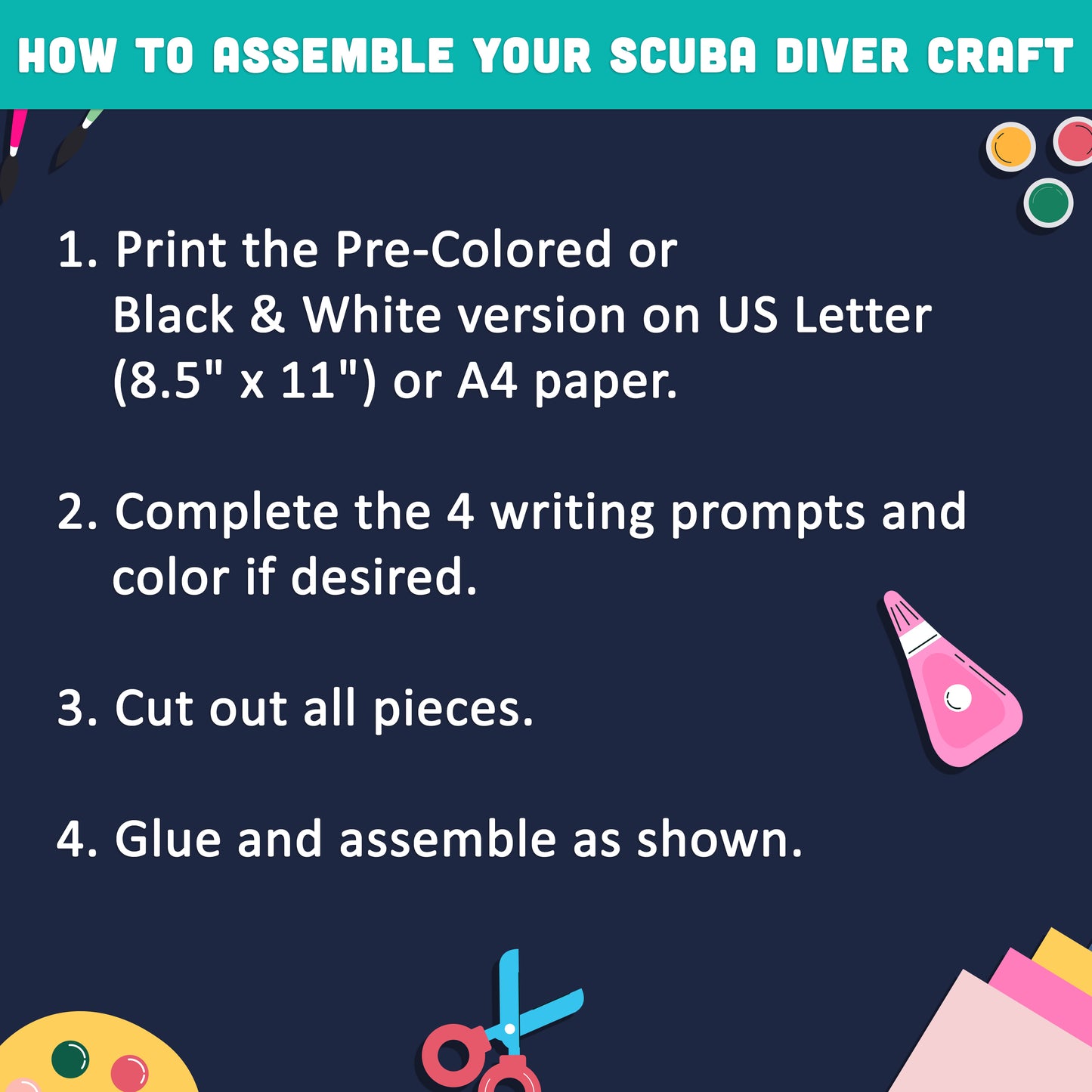 Scuba Diver Craft and Writing Prompts, If I Were a Scuba Diver, Snorkeling Discovery Lesson, Marine Literacy Craft for Kids