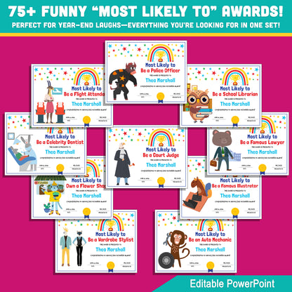 Celebrate Every Student with 75 Fun & Editable “Most Likely To” Awards – Perfect for End-of-Year Recognition!