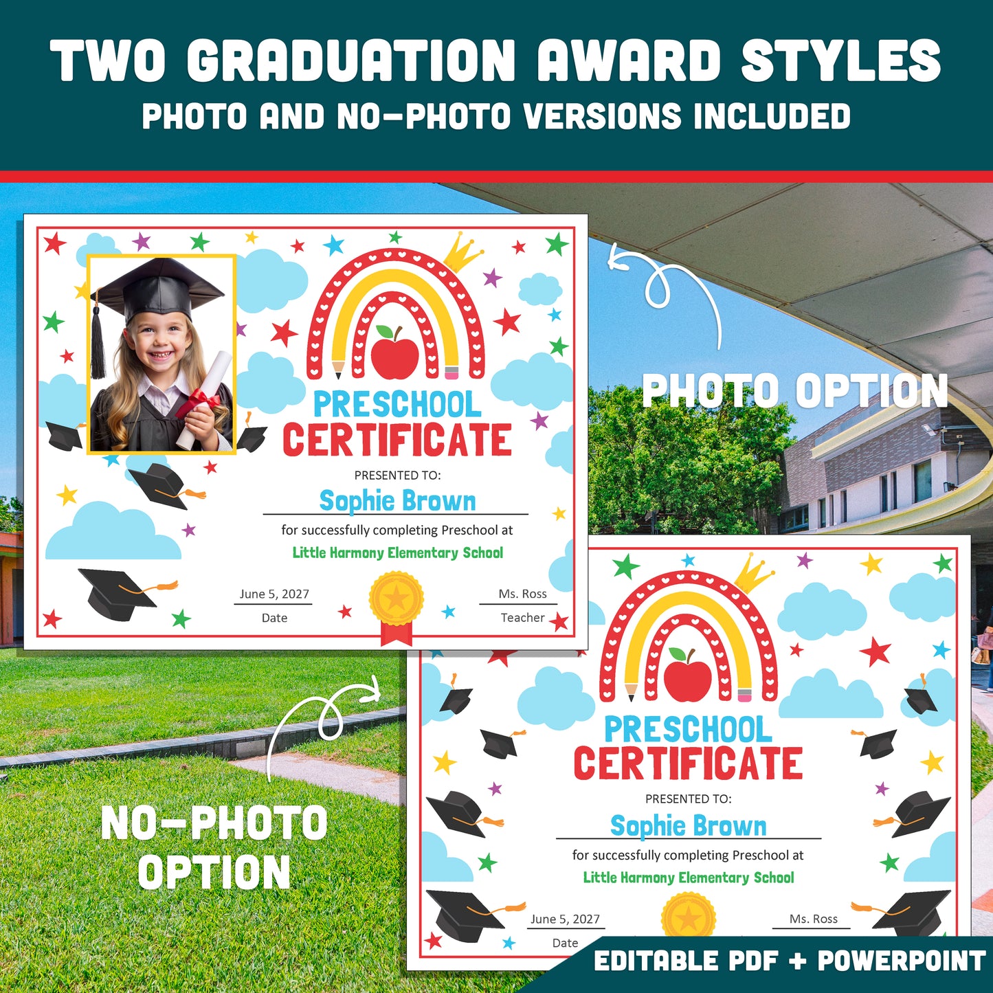 Graduation Party Bundle Printable, Banner Decor, Add Your Own Face Craft, Editable Certificates Any Grade, 235+ Pages, 8.5x11 Set