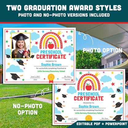 Graduation Party Bundle Printable, Banner Decor, Add Your Own Face Craft, Editable Certificates Any Grade, 235+ Pages, 8.5x11 Set