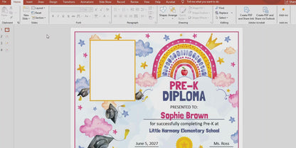 Pre-K Completion Certificate, Rainbow Star Editable End of School Year Awards, Photo and No Photo Versions, PDF and PowerPoint Download
