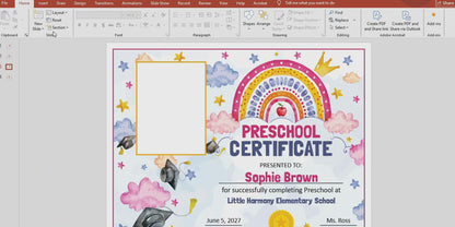 Editable Moving Up Certificate, Any Grade Promotion Award, Pre-K Preschool to 1st–8th & Beyond, PDF PowerPoint Templates, Photo Option