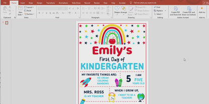 Editable First & Last Day of 1st Grade Sign, Printable Back to School Sign for Kids, PDF and PowerPoint, 16x20" Poster