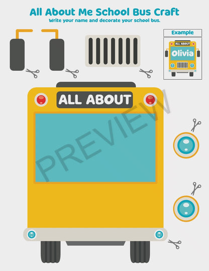 All About Me School Bus Template, Back to School Craft Book, Classroom Community Builder, Writing Craft Activity
