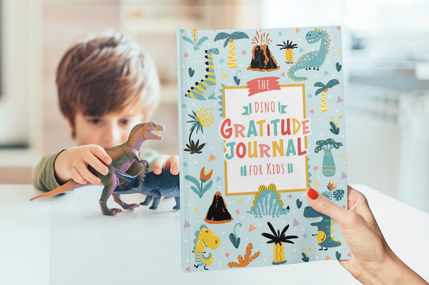 The Dino Gratitude Journal for Kids. Printable PDF in A4, A5, US Trade, US Letter Sizes. 128 Pages, Each page Not the same, Dinosaur Journal