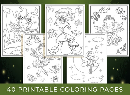 Fairy Coloring Pages - 40 Printable Fairy Coloring Pages for Girls, Teens & Kids, Fairy Birthday Party Activity, Girls Birthday Party