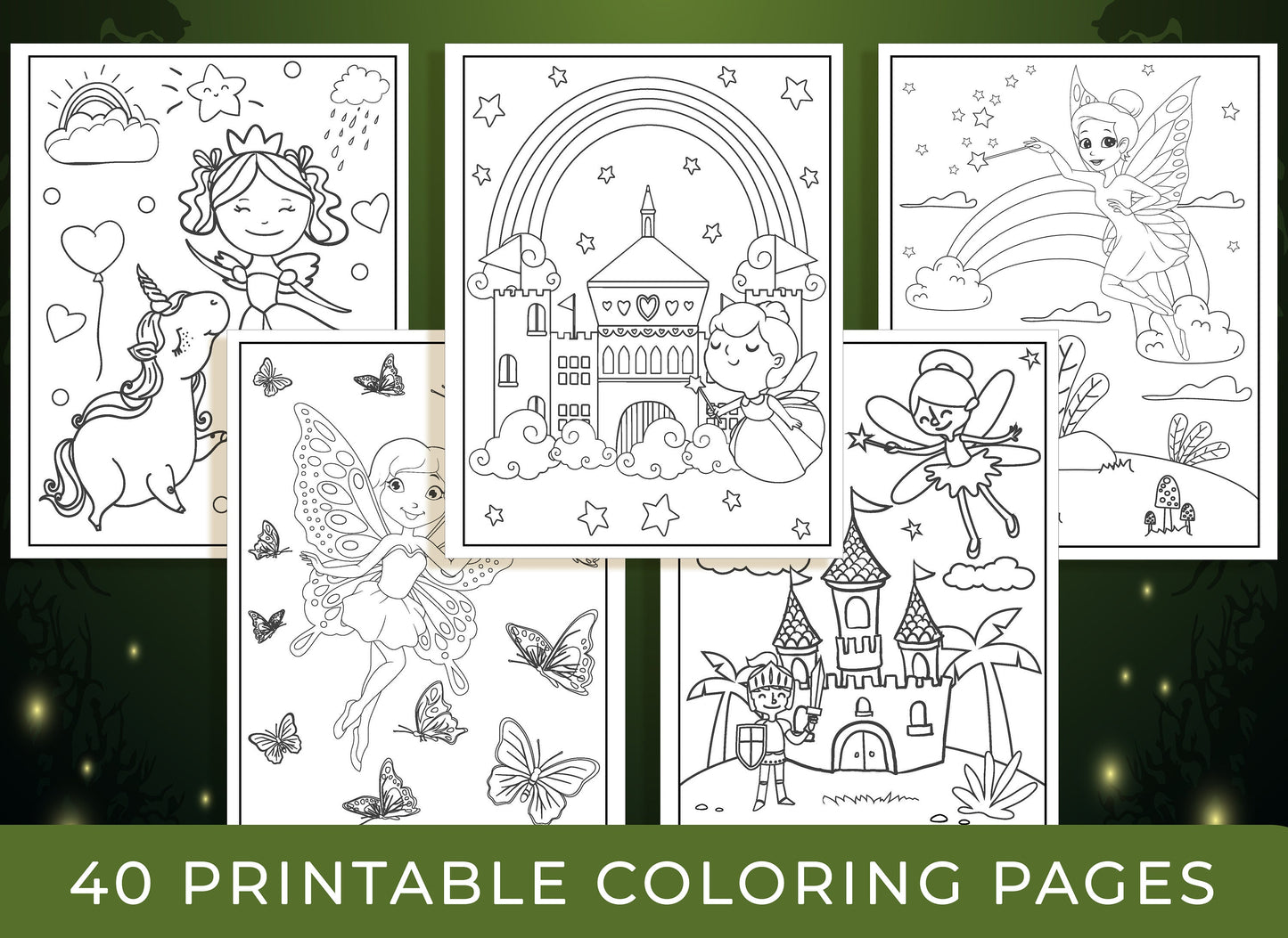 Fairy Coloring Pages - 40 Printable Fairy Coloring Pages for Girls, Teens & Kids, Fairy Birthday Party Activity, Girls Birthday Party