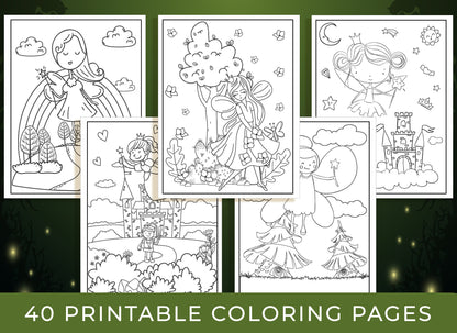 Fairy Coloring Pages - 40 Printable Fairy Coloring Pages for Girls, Teens & Kids, Fairy Birthday Party Activity, Girls Birthday Party