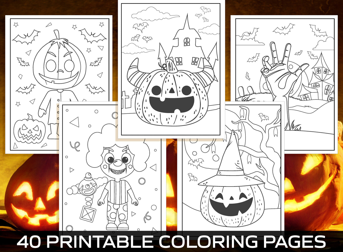 Halloween Activities for Kids, 40 Printable Coloring Pages for Kids, Boys, Girls, Teens. Halloween Party Activity, Kids Coloring Book, PDF