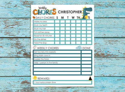 Chore Chart for Kids, Editable/Printable Chore Chart for Kids, Child Responsibility, Boys & Girls To Do List, Reward Chart, Instant Download