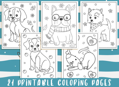 Puppy Coloring Pages - 21 Printable Puppy Coloring Pages for Kids, Boys, Girls, Teens, Puppy Birthday Party Activity - Instant Download.