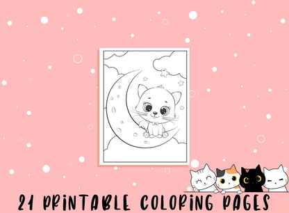 Kitten Coloring Pages, 21 Printable Kitten Coloring Pages for Kids, Boys, Girls, Teens, Kitten/Cat Birthday Party Activity, Instant Download