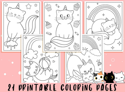 Kitten Coloring Pages, 21 Printable Kitten Coloring Pages for Kids, Boys, Girls, Teens, Kitten/Cat Birthday Party Activity, Instant Download