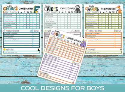 Chore Chart for Kids, Editable/Printable Chore Chart for Kids, Child Responsibility, Boys & Girls To Do List, Reward Chart, Instant Download