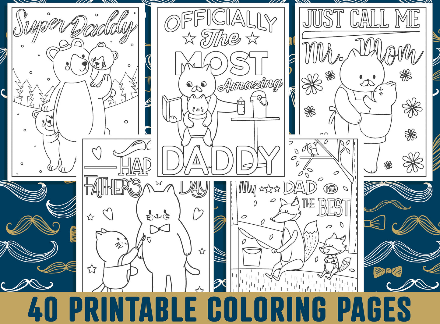 Father's Day Coloring Pages, 40 Happy Father’s Day Coloring Pages for Kids, Boys, Girls, Teens. Gift For Daddy or GrandPa, Dad Coloring Book