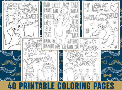 Father's Day Coloring Pages, 40 Happy Father’s Day Coloring Pages for Kids, Boys, Girls, Teens. Gift For Daddy or GrandPa, Dad Coloring Book