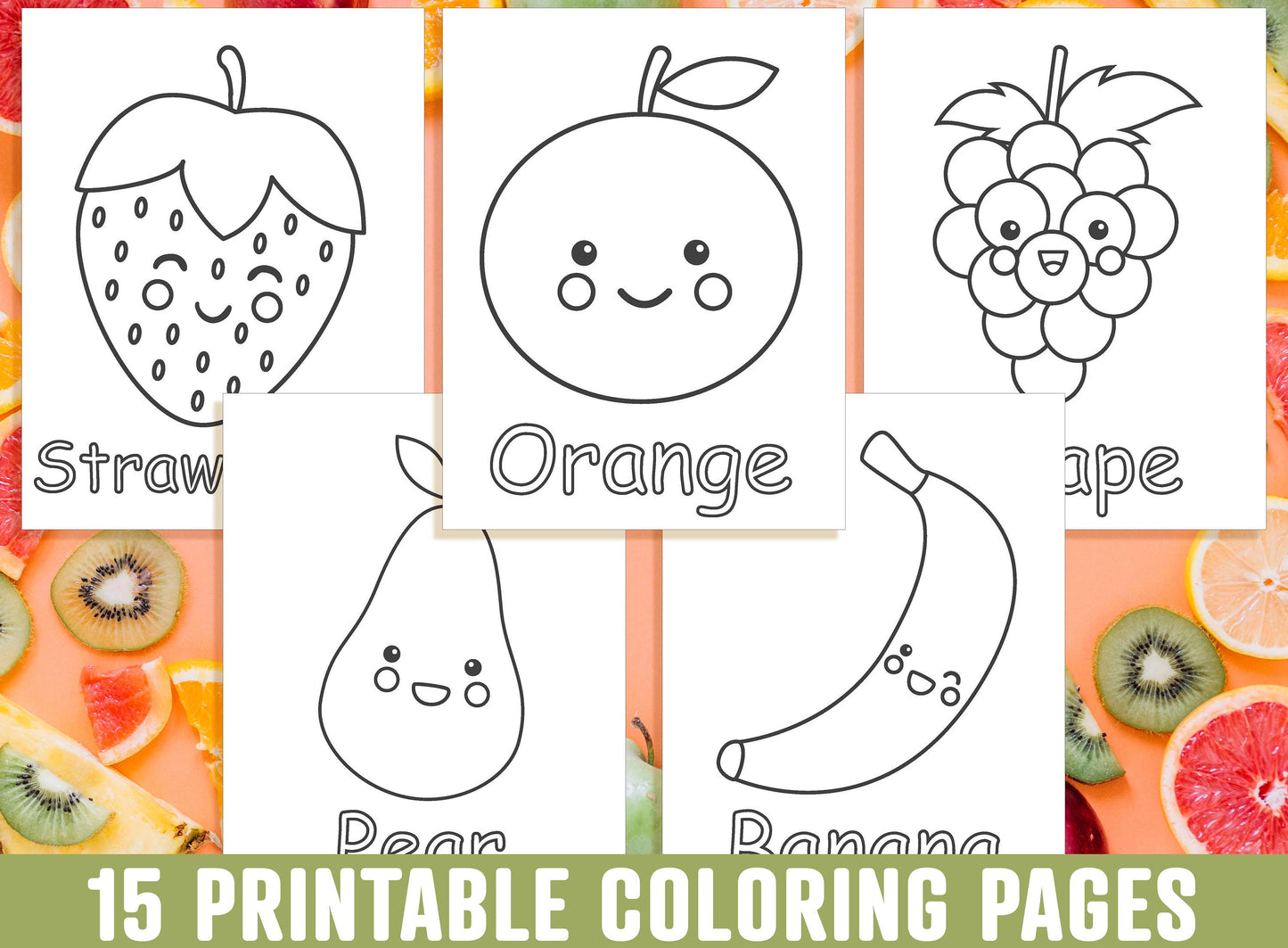 Fruit Coloring Pages, Fruit Coloring Book for Kids, Boys, Girls, Teen, Printable Activity Sheets, Fruit Coloring Worksheet, Instant Download